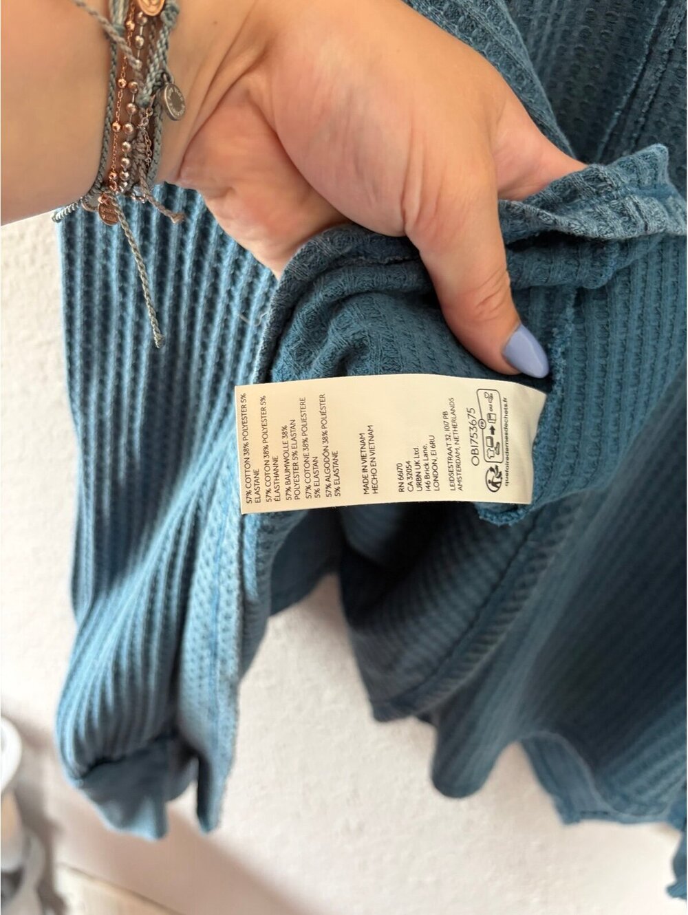 We The Free Caroline Waffle Knit Very Oversized Long Sleeve Blue size S. - Picture 5 of 6